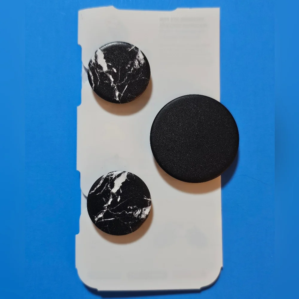 Popsocket - (X2) Black Marble PopMinis & (X1) Matte Black PopGrip (OPEN PACKAGE)